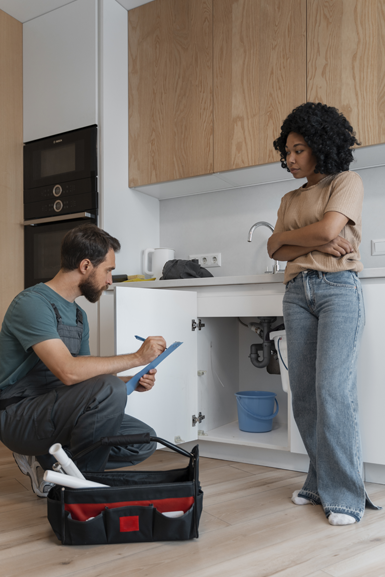 Salt Lake City plumber troubleshooting a drain problem under the sink